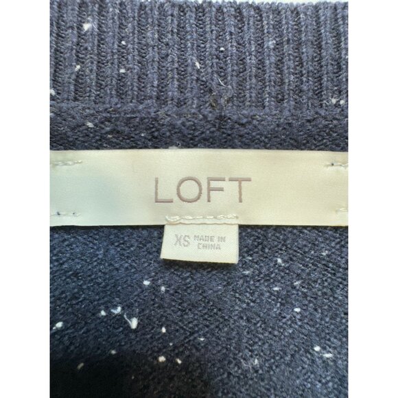 Loft Women's Llama Crew Neck Pullover Sweater Knit Long Sleeve Size XS Navy Blue - Picture 4 of 8